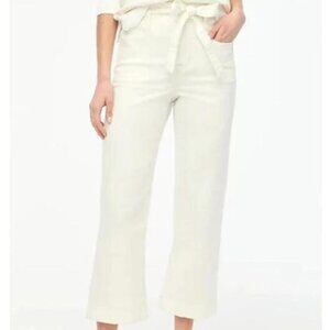 J.Crew Paperbag Wide-Leg Pants in White Denim Size 29